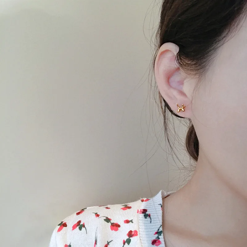 CIAXY فضي اللون بالون الكلب وأقراط للنساء فتاة لطيف القرط الصغير مجوهرات الأزياء الكورية بالجملة #3