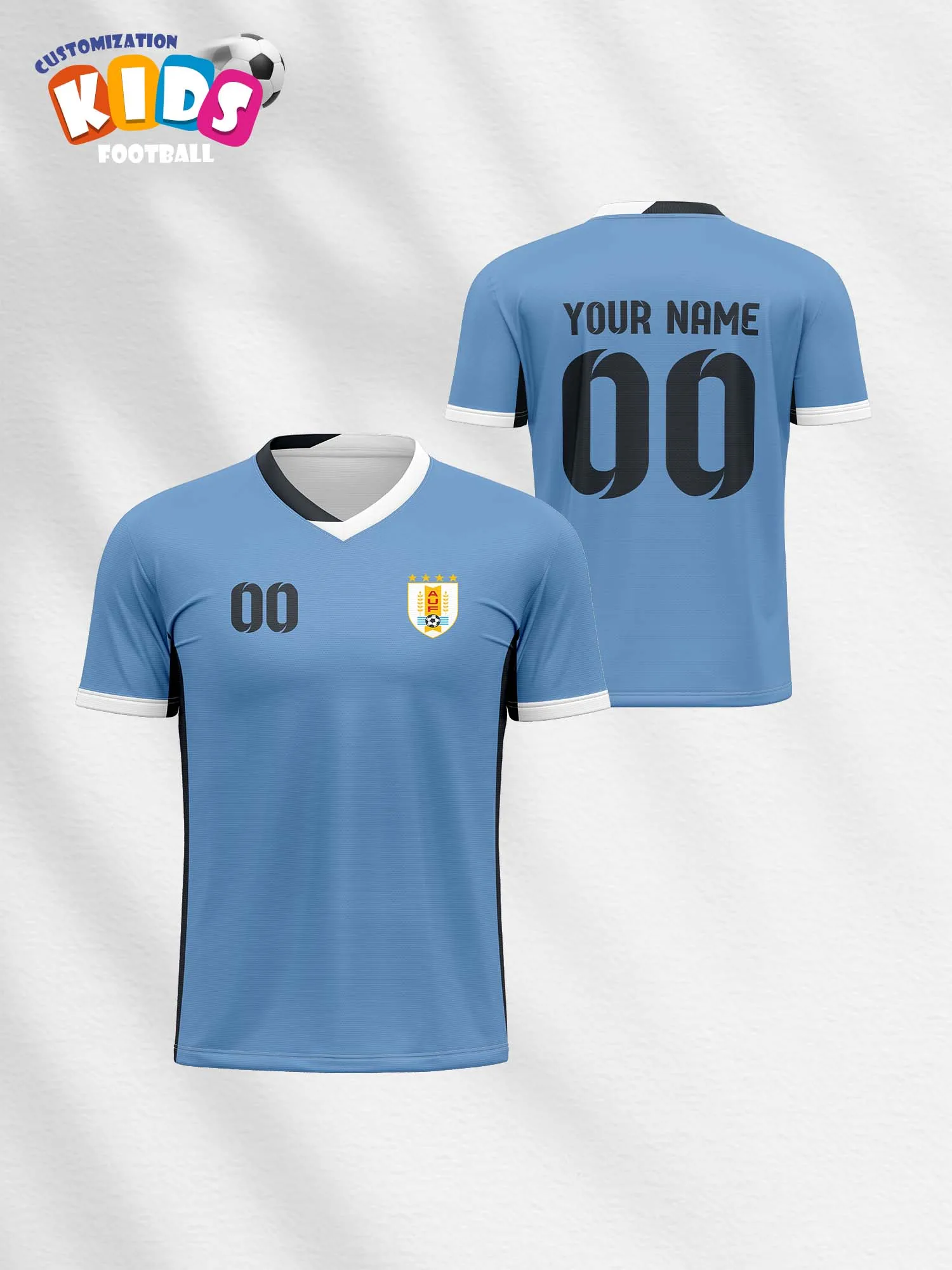 2026 Children's Custom Name and Number Sports V-Neck Jersey, Quick-Drying, Stylish, Heat-Sublimation Technology, Casual Wear