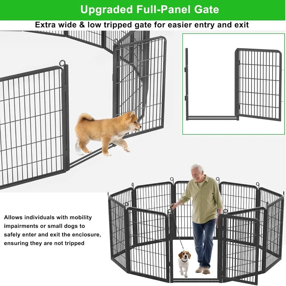 US Shipping Decorative Garden Fence with Wide Gate 32 Inch H 22 Ft L Metal Flower Bed Fencing Temporary Dog Fence for Yard