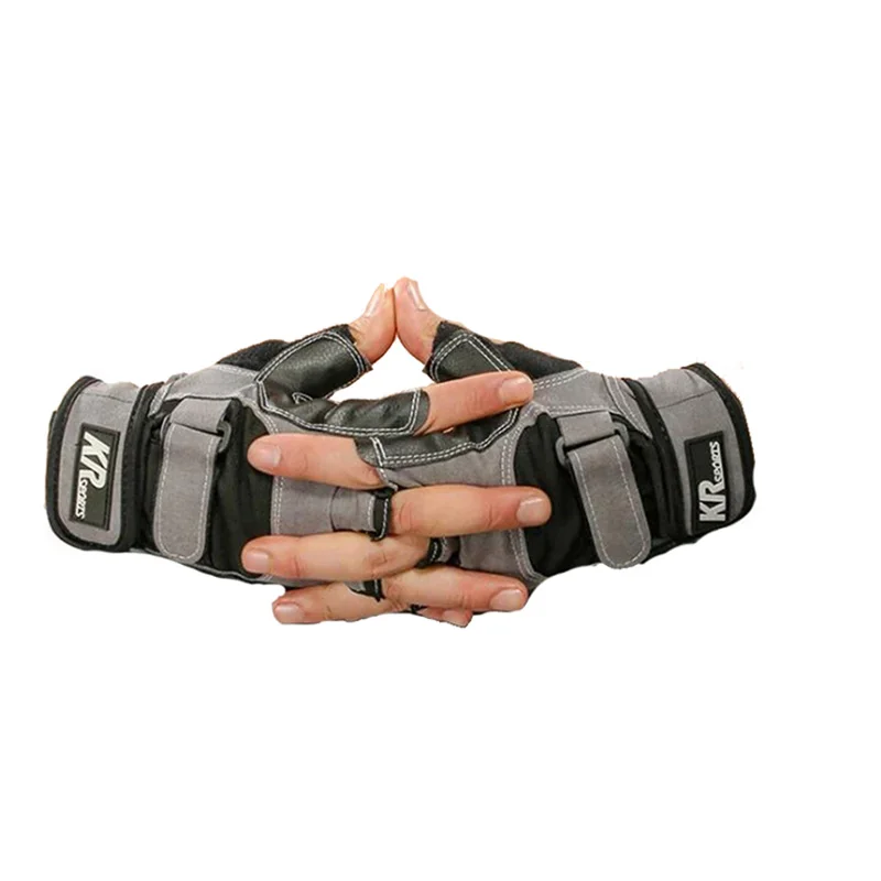 Summer Men Half Finger Anti Slip Outdoor Sport Cycling Glove Palm PU Leather Bracer Fitness Gym Weightlift Mitten G112