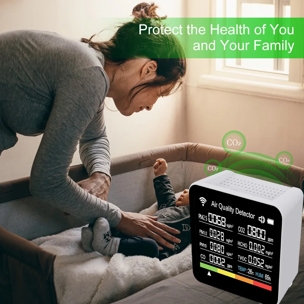 Indoor Air Quality Monitor 14 In 1 Air Quality Tester WiFi APP Control 2.8