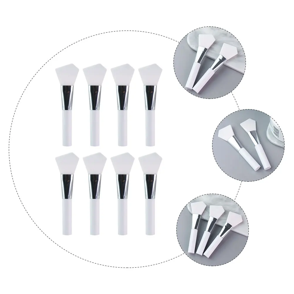 

8pcs Silicone Mask Facial Tool Makeup Brushes White Foundation for Even Application Face Masks Clay Mud Peel Serum