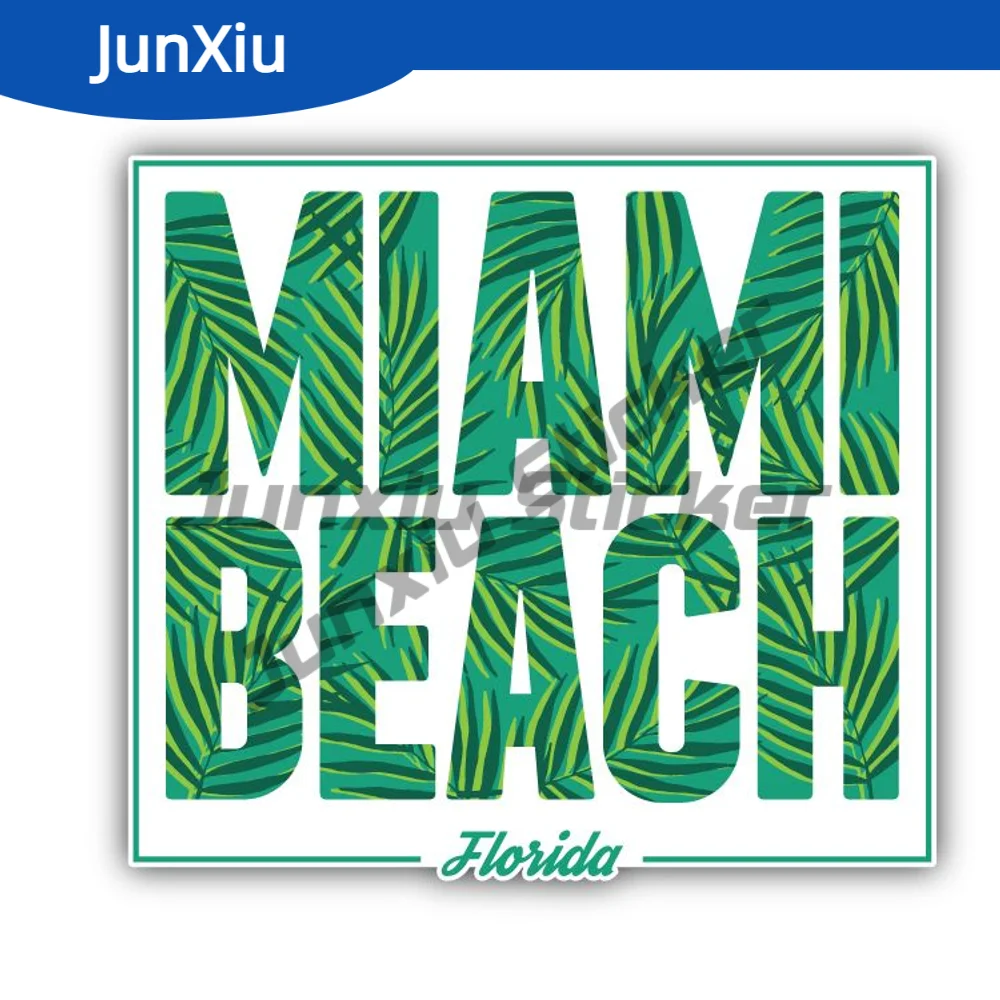 

Miami Beach Florida Sticker The United States Travel Waterproof Decal Accessories For Suv Camper Windshield Bumper Truck Electri