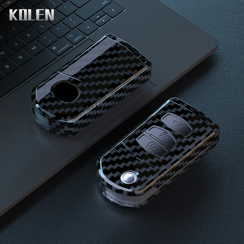 Carbon Fiber Style Car Key Case Cover Fob For Mazda 2 3 5 6 8 CX7 CX-7 CX5 CX-5 CX9 CX-9 MX5 MX-5 M6 RX8 RX-8 2 3 4 Buttons Bag