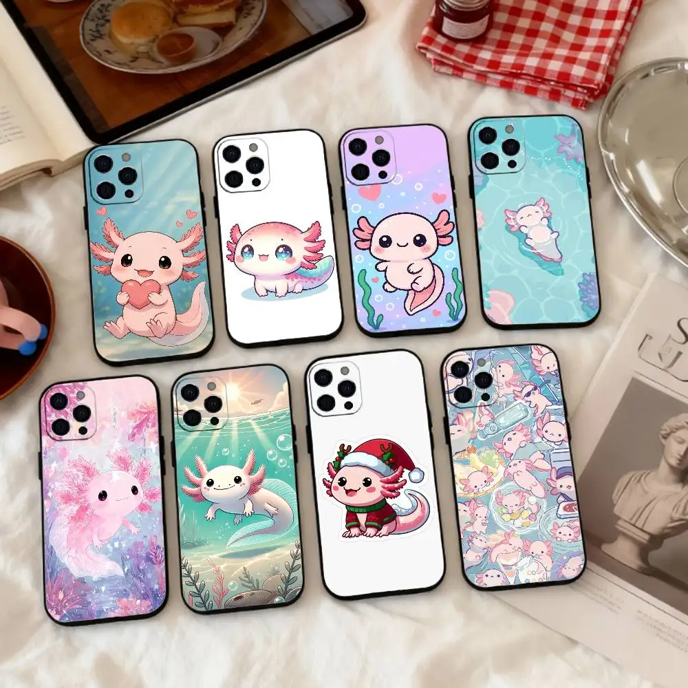 

C-Cartoon Cute A-Axolotl Phone Case Silicone Soft For IPhone 17 16 15 14 13 12 11 X XR Plus Pro Max Plus