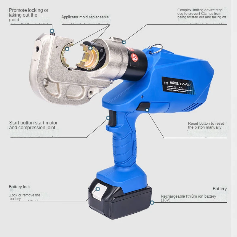 EZ-300/EZ-400 Rechargeable Hydraulic Pliers Electric Hydraulic Crimping Charging Pliers ex-factory price