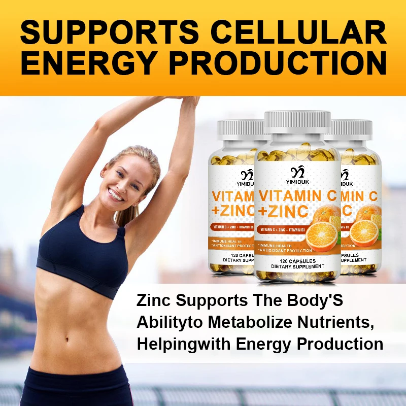 Vitamin C Zinc & Vitamin D3 Strong Antioxidant Collagen Booster for Immune System and Skin Health Supplements