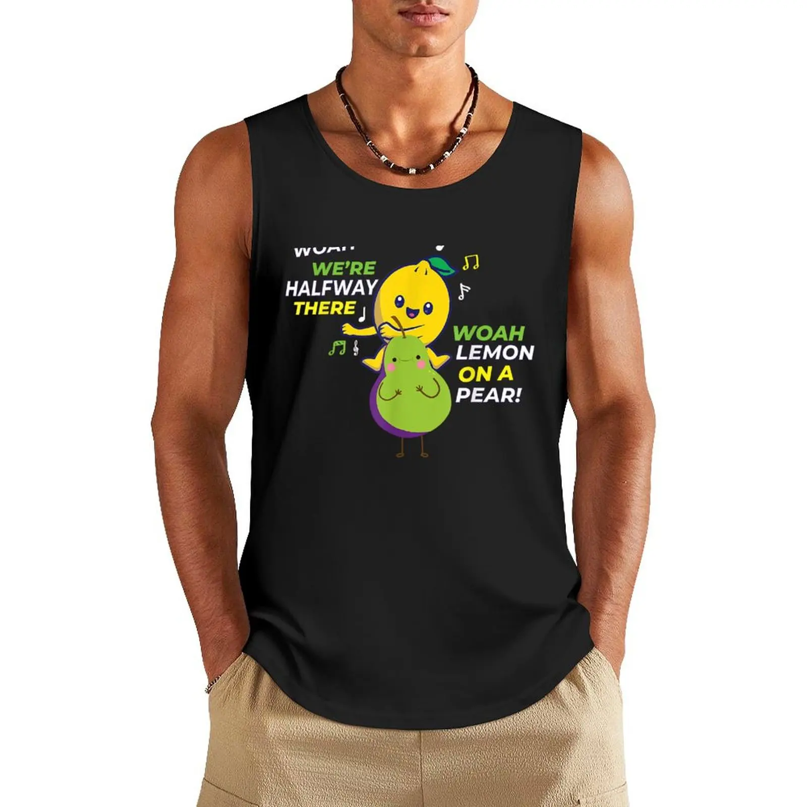 Funny Foodie Pun Fruit Music Lemon On A Pear Meme Tank Top t-shirt for men Sportswear for men bodybuilding t shirt