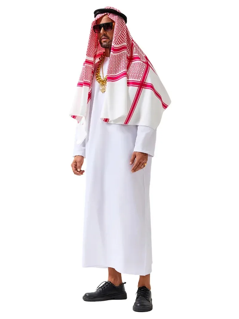 Traje de Príncipe Árabe con Túnica Blanca para Hombre, Disfraz de Cosplay de Jeque Árabe, Disfraz de Pastor para Adultos, Accesorio de Disfraz para Fiesta de Halloween o Carnaval