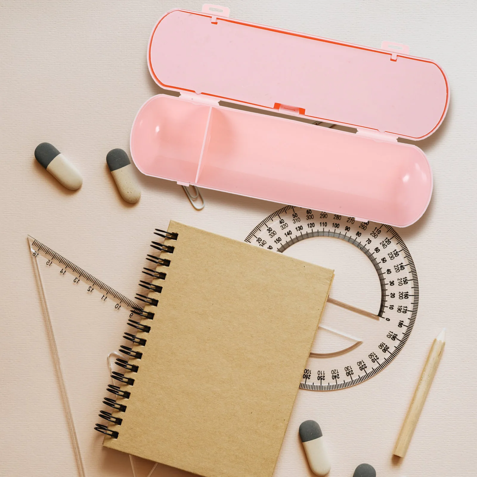 

Pen Case Double Layer Pencil Storage Flat for Students Pink Cases Organizer School Supplies Child