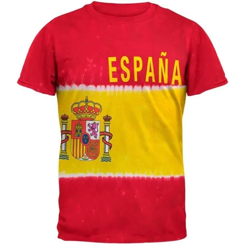 Spain Flag Of T-shirt  Graphic Tee Spain University Of Barcelona T Shirts Print Photo Logo Clothes Mens Designer Clothes Tops