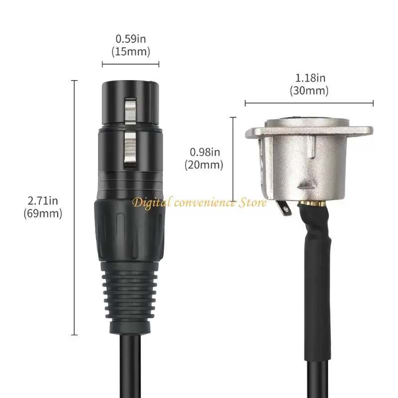 Cavo da pannello a 3 pin tipo D 97QA, diametro 6 mm, connettore bloccaggio sicuro flessibile per commutatori uditivi
