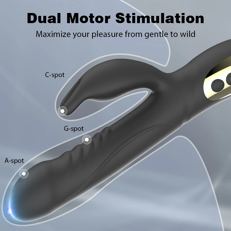 Konijn Vibrator Voor Clitoris Stimuleert G-Spot Massage Realistische Dildo Powerf Display Dubbele Krachtige Motor Vibrerende Seksspeeltje