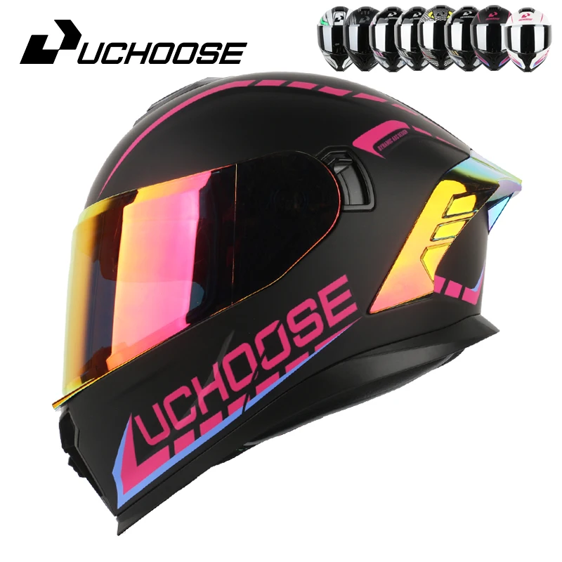 

818 Uchoose DOT Approved Full Face Helmet Crash Motorbike Protective Gear Men Women Motorcycle Double Sun Visor