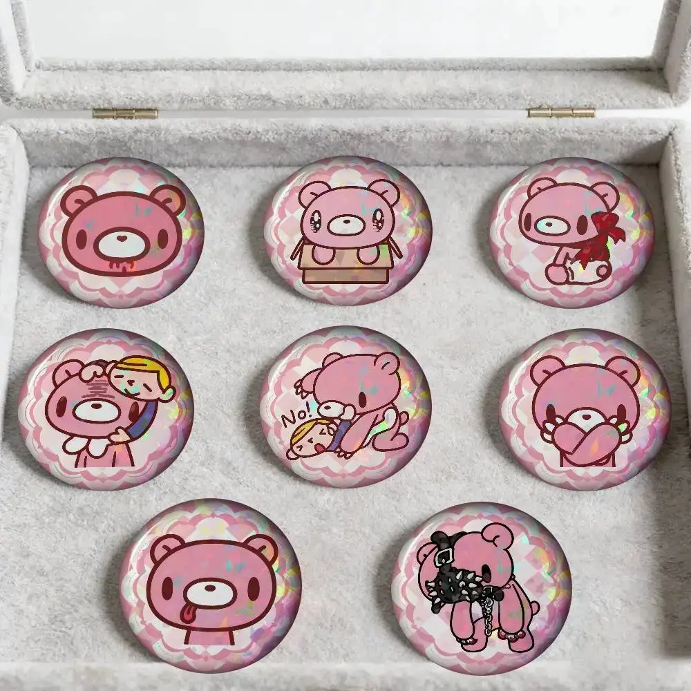 Kawaii Pink Cartoon G-Gloomy Bear Laser     Customizable Button Pins Cute Funny Creative Badge Jewelry Decor Gifts For Friends