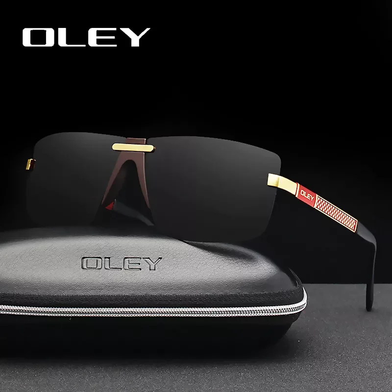 OLEY-Frameless Polarized Sunglasses for Men, Classic Pilot Goggles, UV400, Support Custom LOGO, Fashion, Y4909