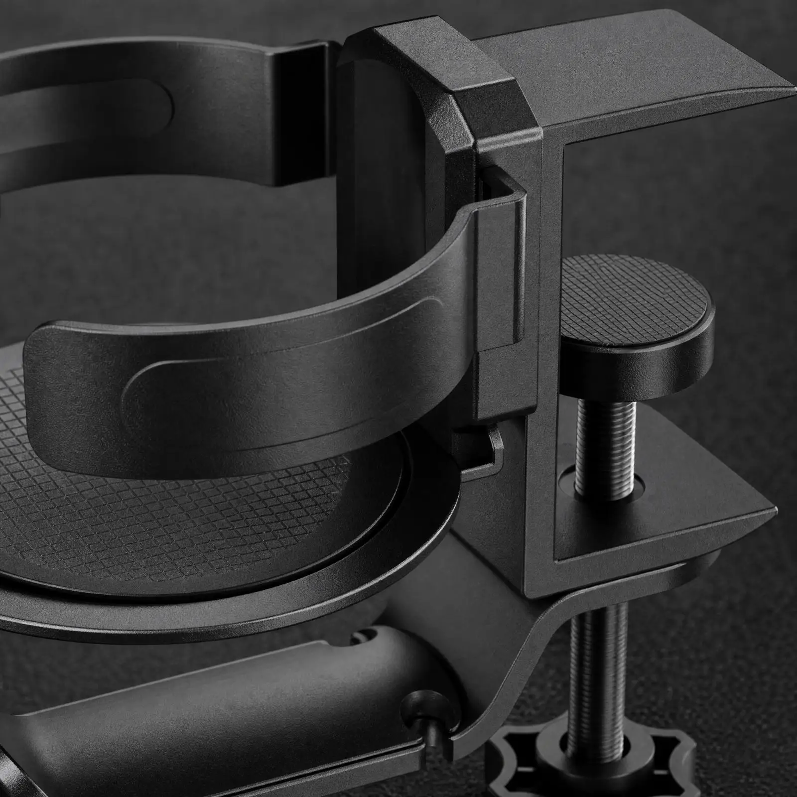 Rotating Cup Holder with Headphone Hanger Adjustable Drink and Headphone Desk Organizer Space-Saving Aluminum Alloy Desk Clamp