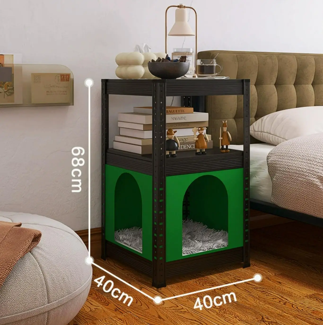 Modern Human-Pet Shared Stainless Steel Snap Button Cat Bed Shelf Home Bedside Cabinet Combination Cat Villa
