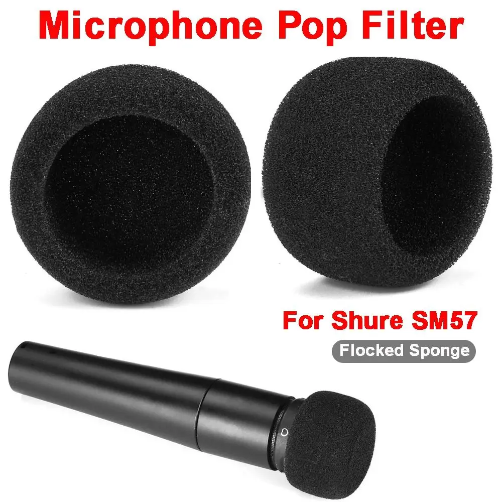 Replacement Mic Windscreen Cover Flocked Sponge Foam Windproof Microphone Pop Filter Microphone Cover for Shure SM57