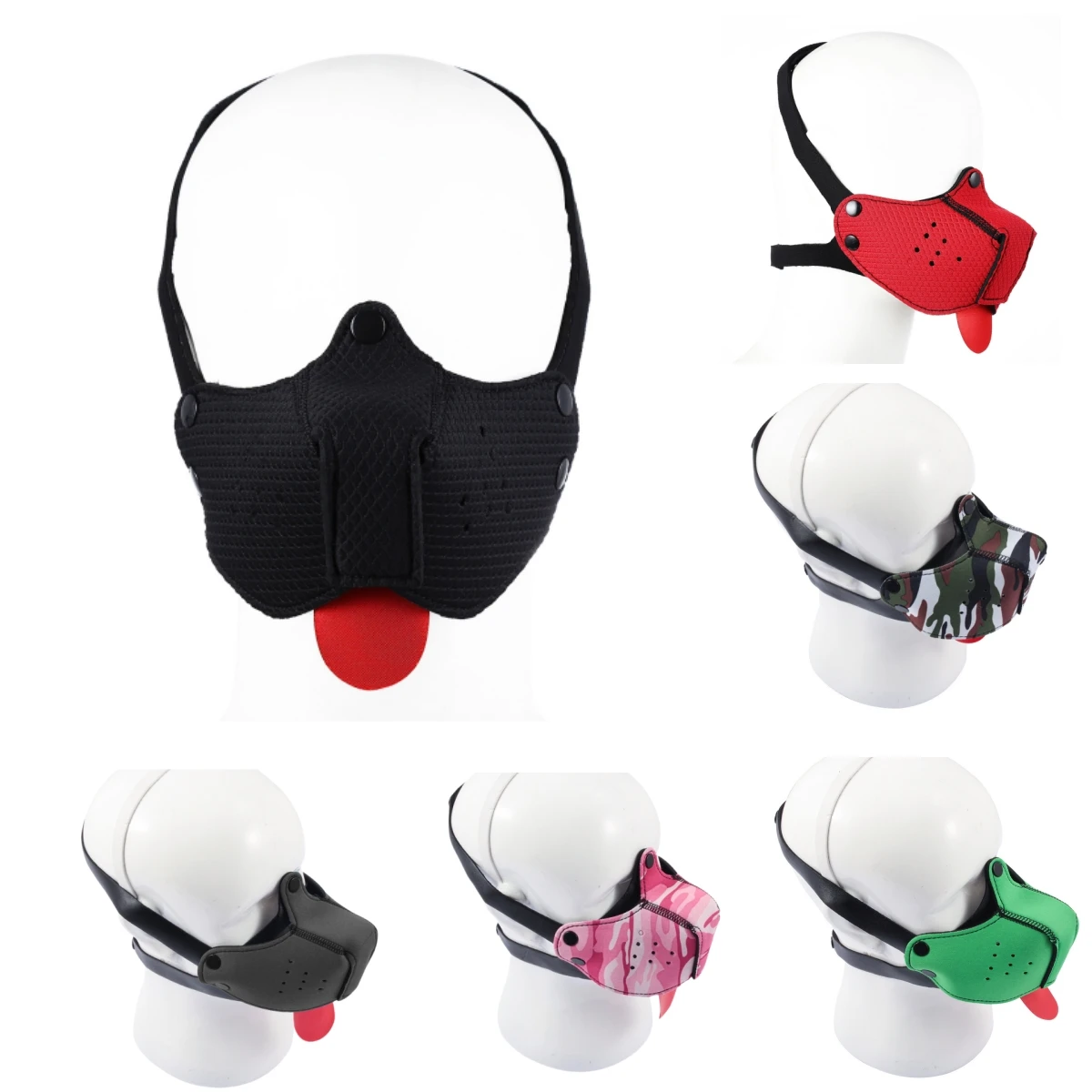 Sexy Role Play Costumes of Men Women Puppy Cosplay Games Headgear Half Face Fetish Mask for Halloween Puppy Party Accessories