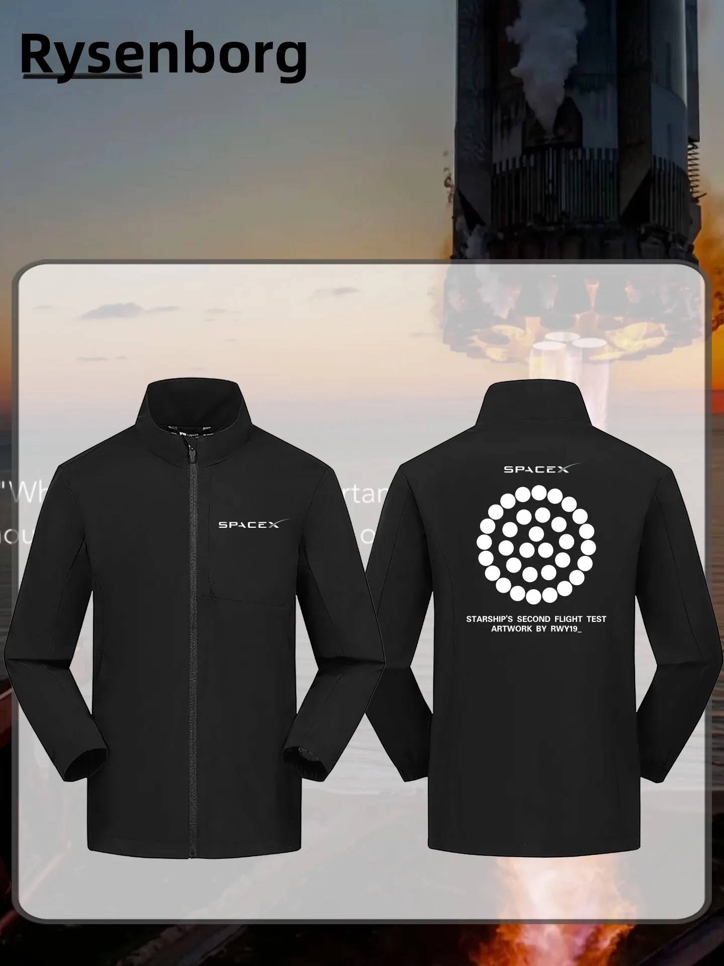 

SpaceX Starip Raptor вдохновленный двигателем воротник-стойка Jaet повседневная ветрозащитная подставка из полиэфирного волокна подходит для осени и зимы