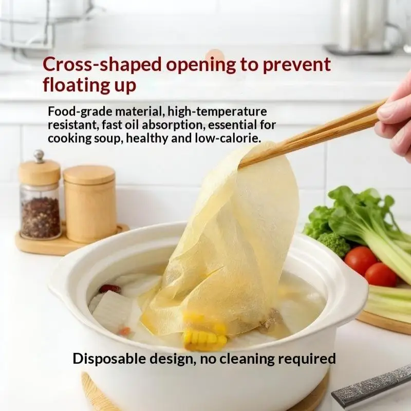 30/50/100 Sheets Oil Absorbing Paper Food Soup Stew Kitchen Disposable Oil Filter Film Tool