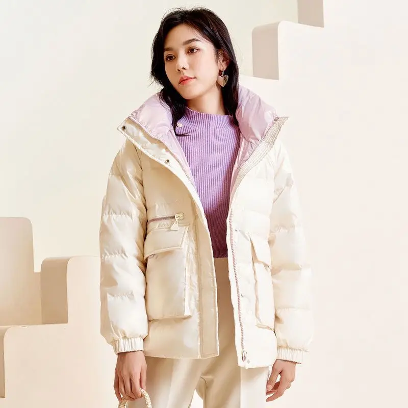 Chaquetas acolchadas brillantes sin lavado para mujer, Parkas cortas, prendas de vestir para niña, abrigos acolchados de algodón para invierno, jp512, novedad de 2023