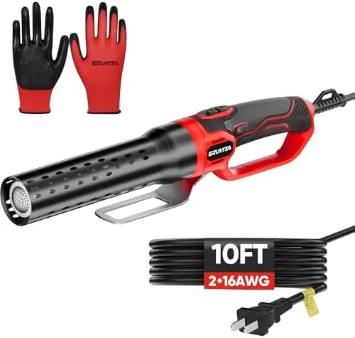 

EZUVITA 1500W Electric Charcoal Starter - 60s to 1100℉, 10ft Cord, Air Blower, Gloves, Chemical-Free