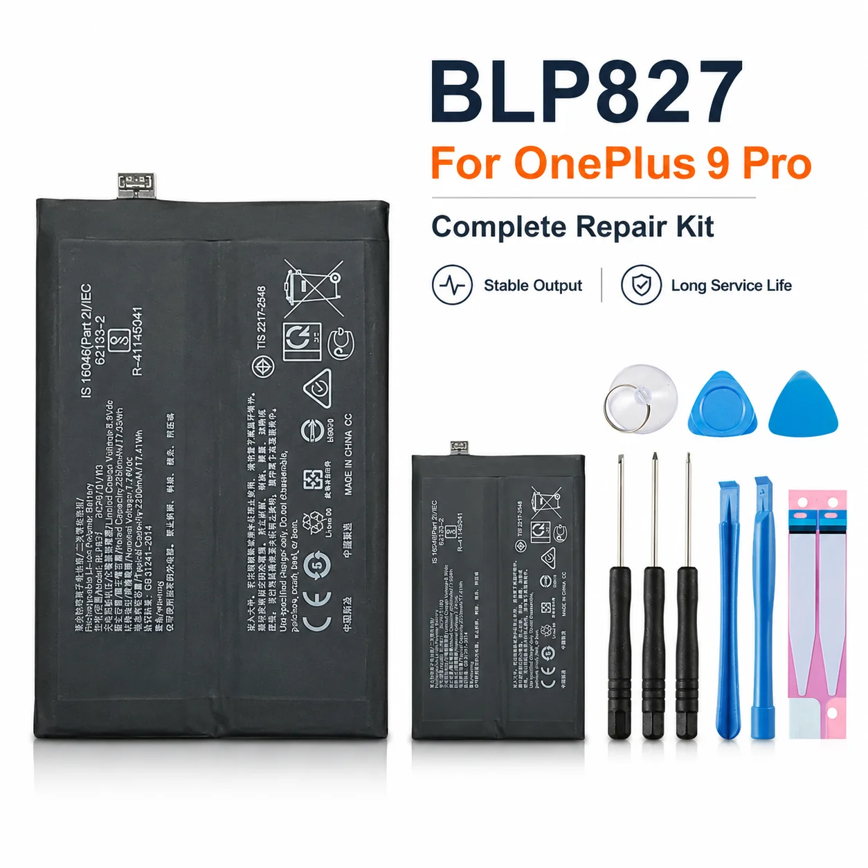 High Capacity BLP827 4500mAh Replacement Battery for OnePlus 9 Pro Internal Battery with Free Tool Kit