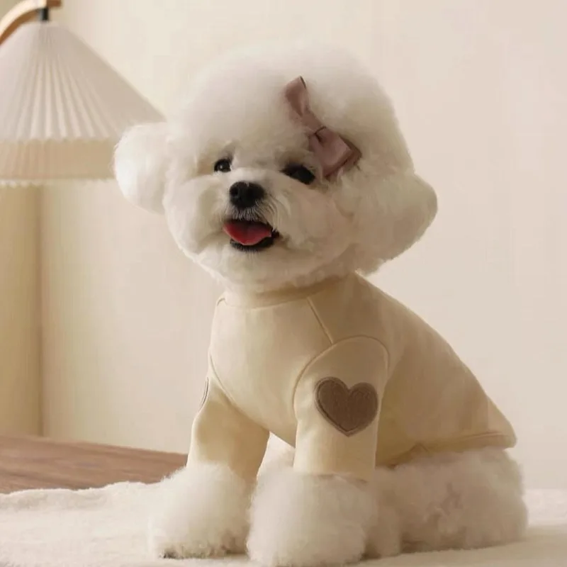 Liebe besticktes Hundesweatshirt Haustier warme Kleidung Teddy einfarbiges Unterhemd Bichon weicher Pullover Winter Hundekleidung