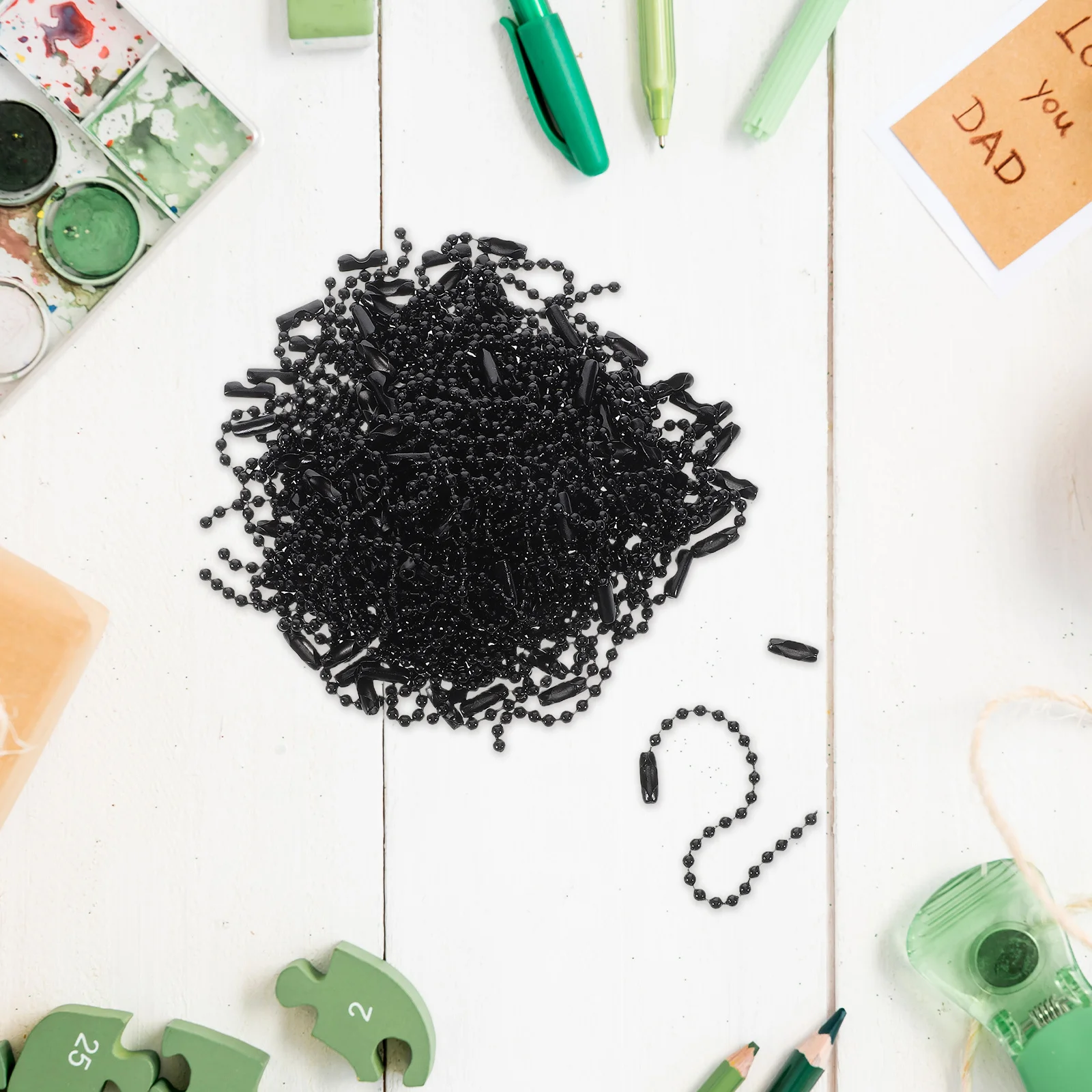 

100Pcs Beaded Ball Chain DIY Keychain Supplies Metal Craft Chains for Jewelry Making Pendant Clasps Decorative Hang Tags