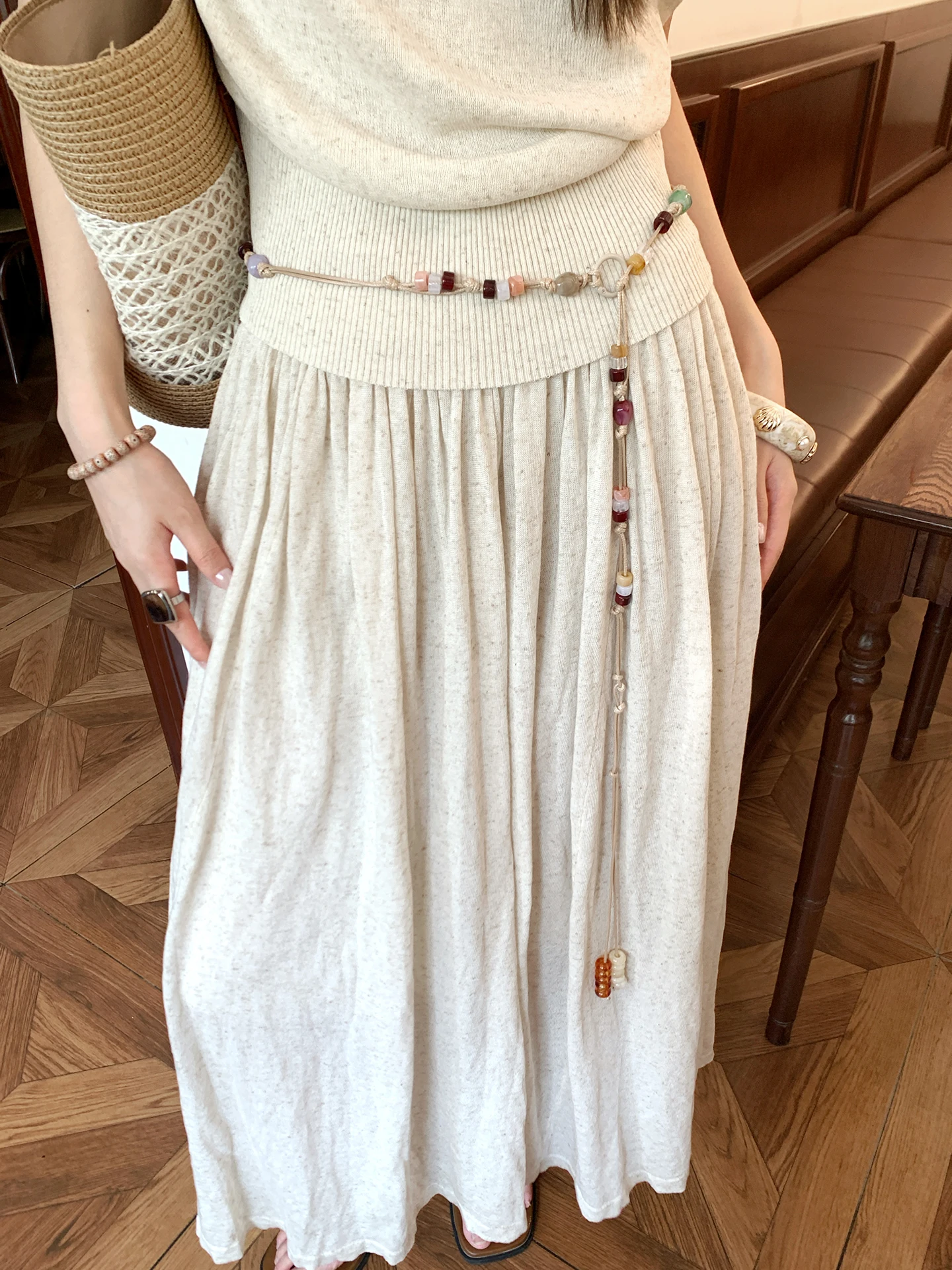 Ethnic Style New Chinese Beaded Handmade Woven Waist Rope Women's Vintage Decorative Waist Chain Belt