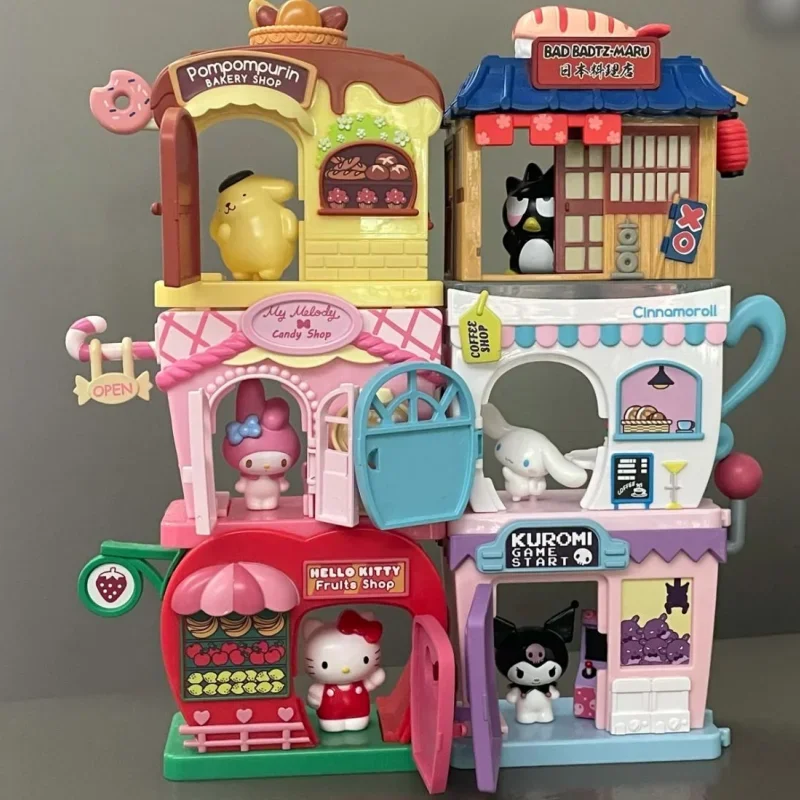 

Sanrio Hello Kitty Kuromi Cinnamoroll Play House Toy Street View Splicing Assemble Stackable Model Doll Collection Children Gift