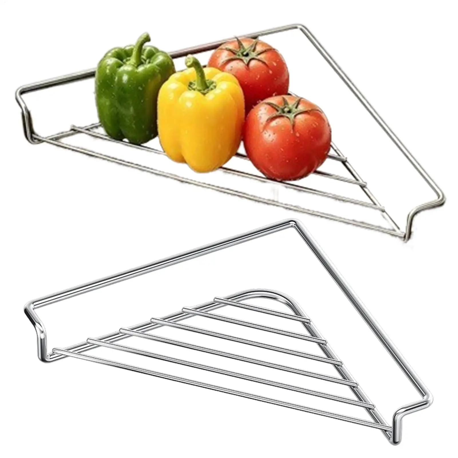 Triangle Space-Saving Over Sink Dish Rack, Corner Storage Rack for Drying Dishes, Fruits & Vegetables, Kitchen Sponge Holder