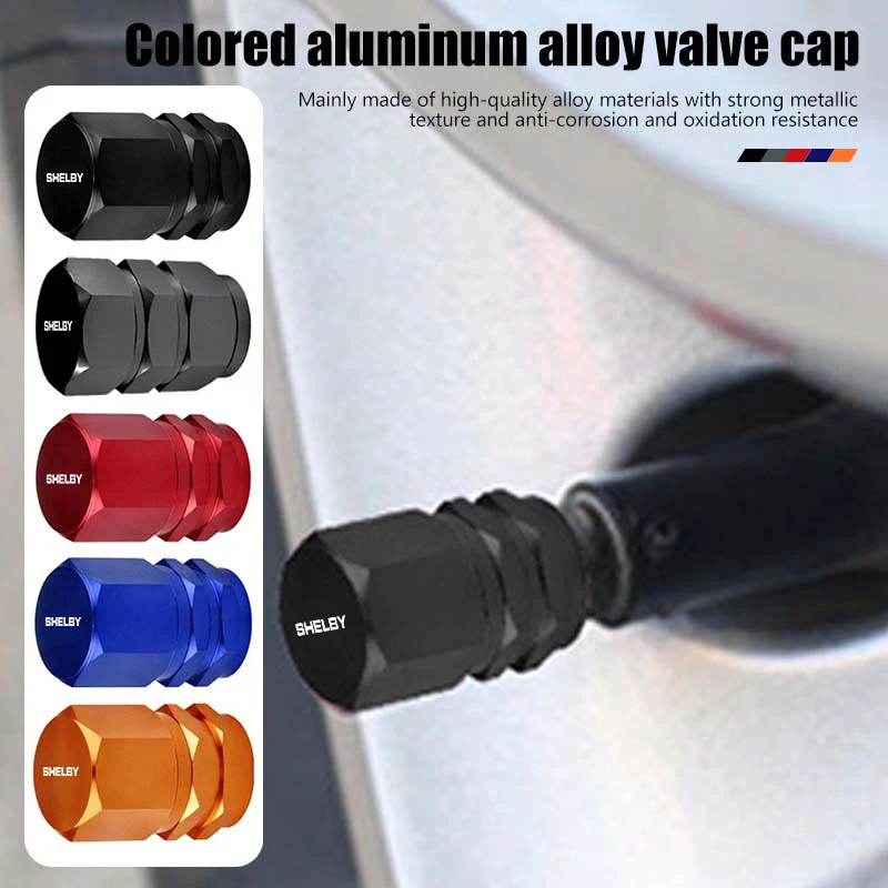 Vástagos de válvula de neumático de coche, tapa de llanta, cubierta de protección a prueba de polvo, accesorios de decoración para guardabarros Mustang Shelby GT
