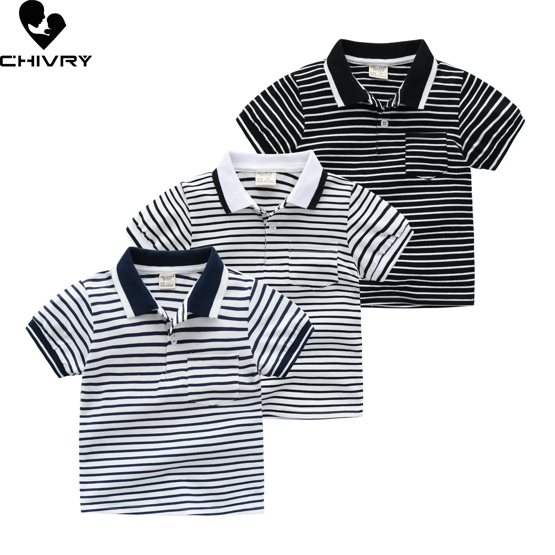 

Boys Casual Polo Shirts New 2024 Summer Kids Fashion Striped Short Sleeve Lapel Cotton T-shirt Tops Children Clothing