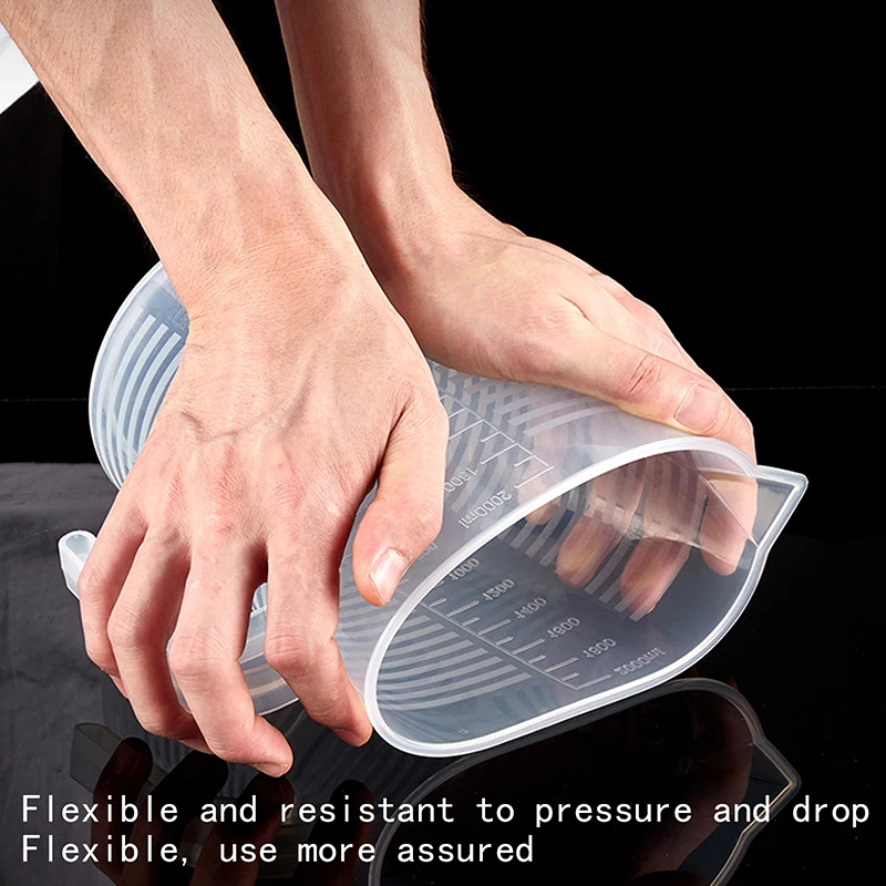 1PC 100ML-1000ML Non-stick Silicone Measuring Cup Food Grade Household Graduated Cups Kitchen Baking Measuring Tools High Volume