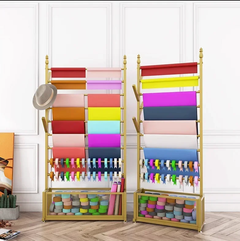 

Flower shop display, wrapping paper storage rack, ribbon ribbon, ribbon rack, scarf, towel rack, cloth rack