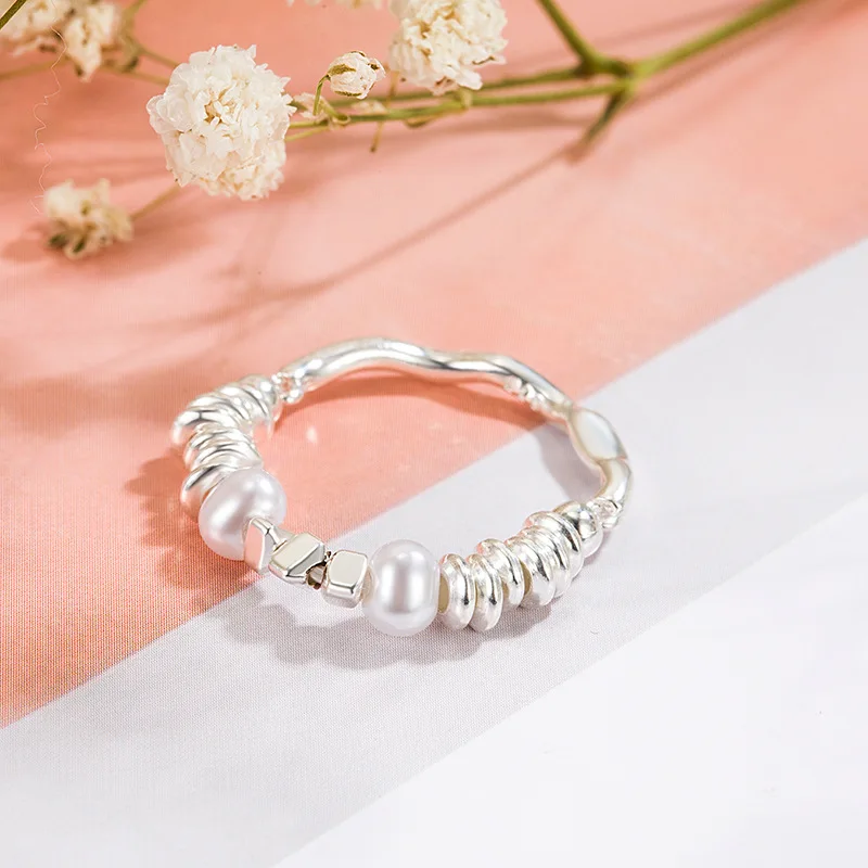 Women's 925 Sterling Silver Irregular Pearl Ring