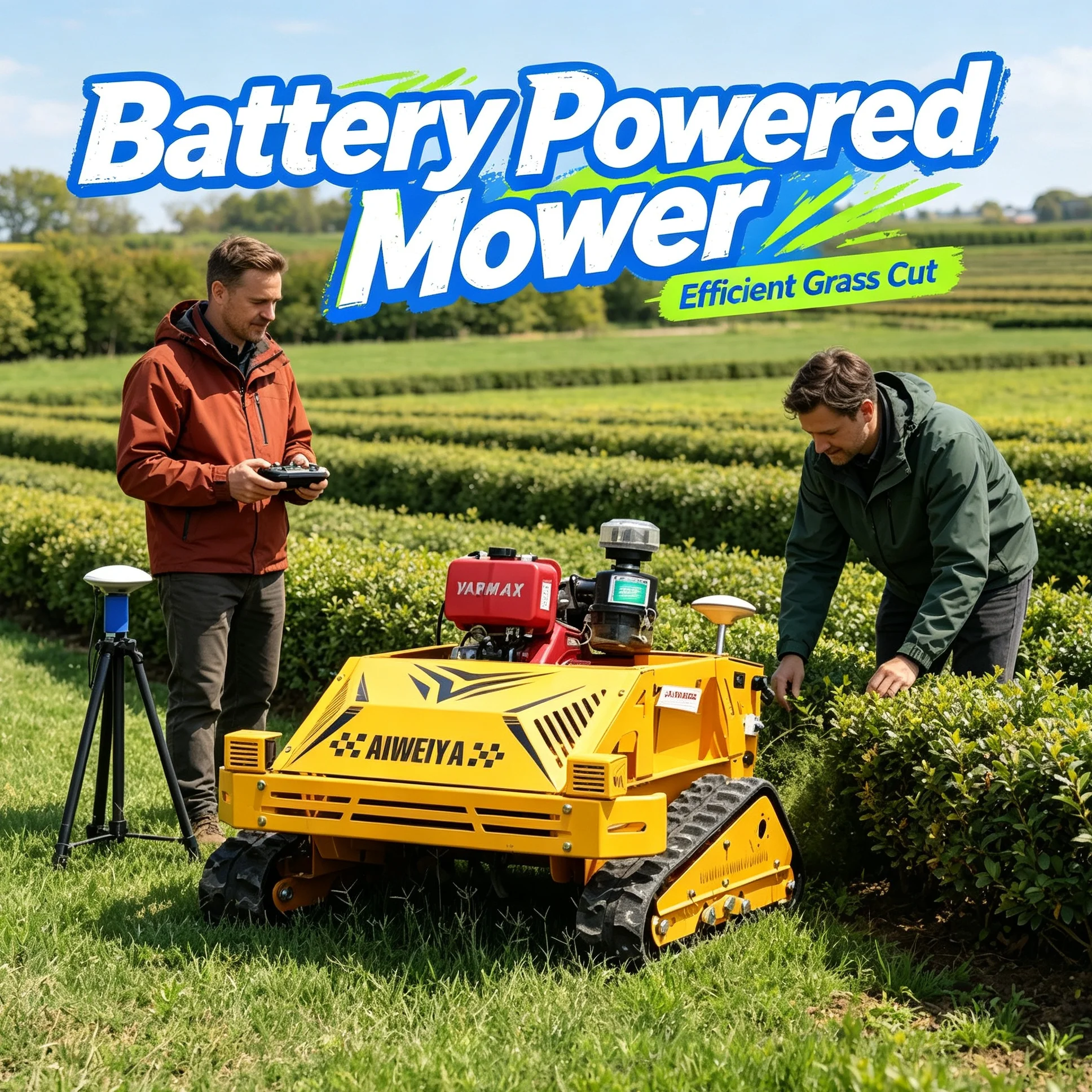 Customized intelligent robot lawn mower, 550SGPS positioning system, optional industrial remote control for hillside pasture