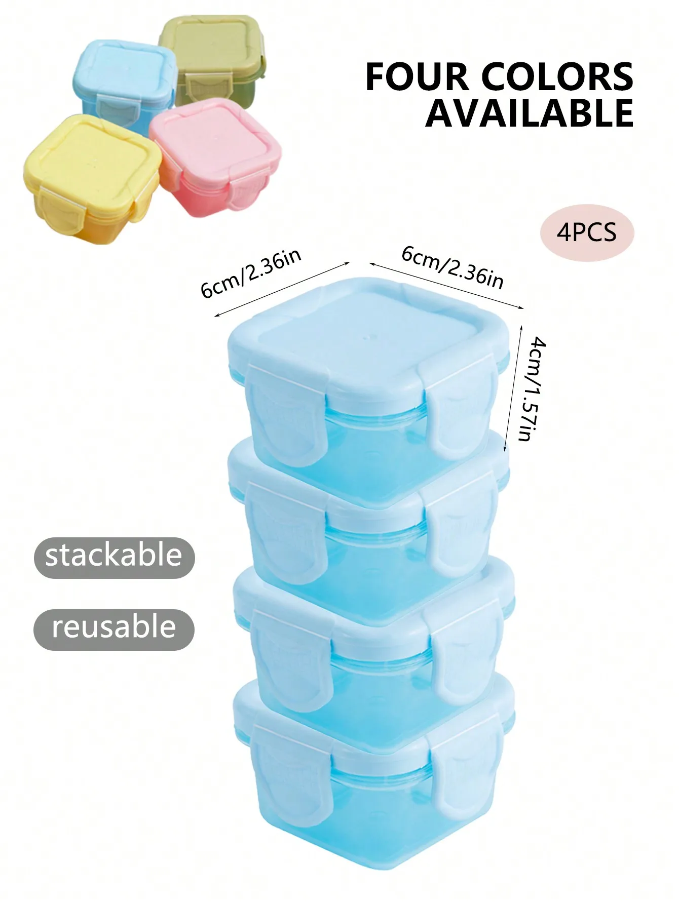 4 Pcs Salad Dressing Container To Gowith Leakproof Silicone Lids Reusable Small Containers For Lunch Boxes Picnics and Travel