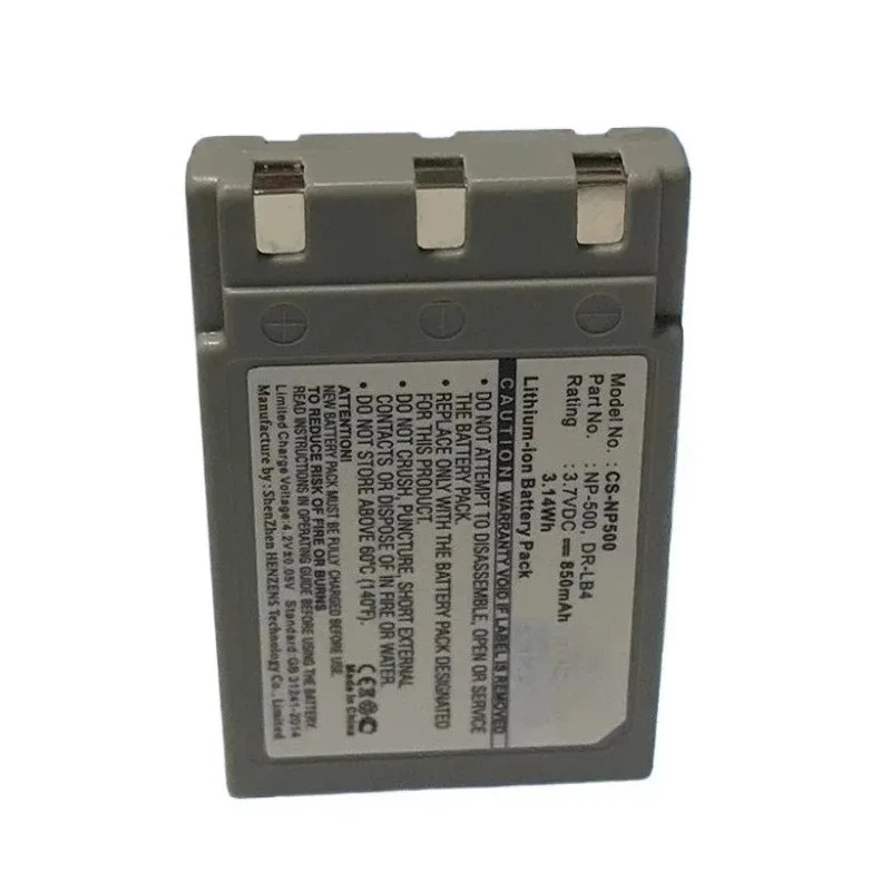 100% nueva batería de cámara NP500 de alta calidad 3,7 V 850mAh para MINOLTA DiMAGE G400 G500 G530 G600 KONICA DR-LB4 MINOLTA NP-500