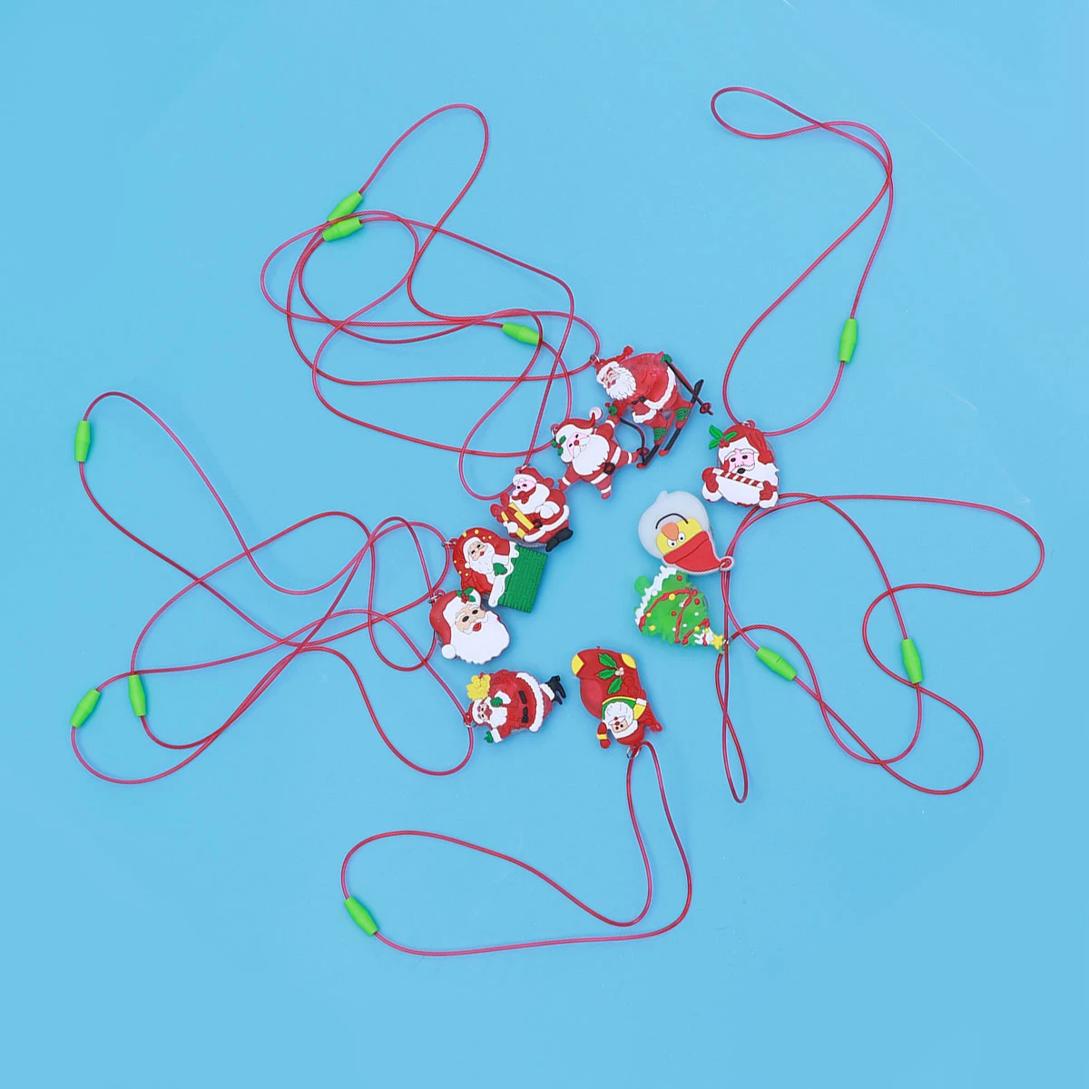 

9pcs Christmas LED Flash Pendants Rope Simple Creative Personalized Neck Decor Festival Ornaments Children Luminous Toys (Random