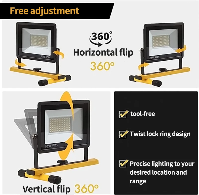 110W LED Portable Work Floodlight With 2m Tripod Adjustable Height Outdoor Led Reflector Lantern Portable Floodlighting Garage