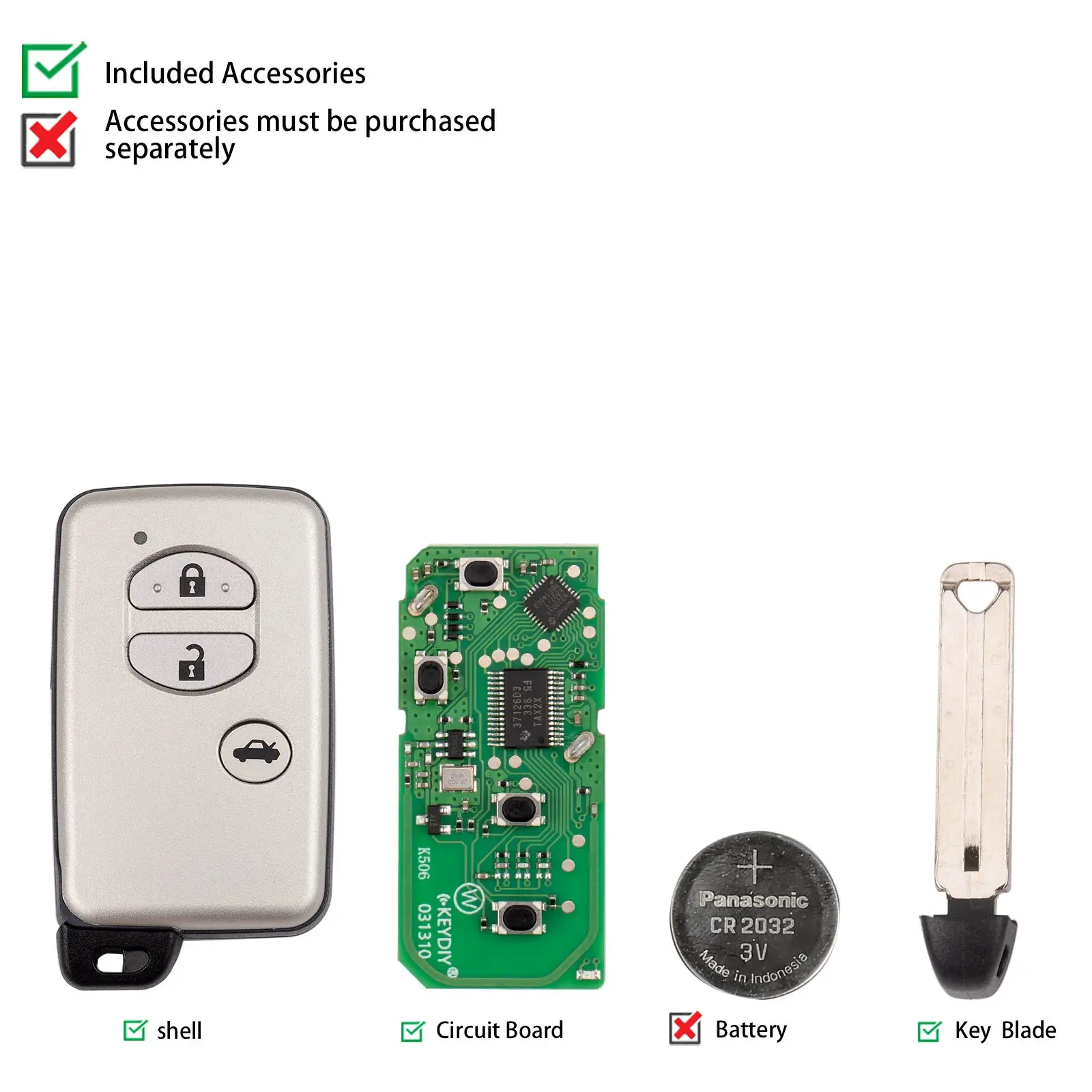 KEYDIY KD TDB03-3 Universal Smart Remote Key 3 Buttons Silver Gray Shell Compatible with Toyota Type