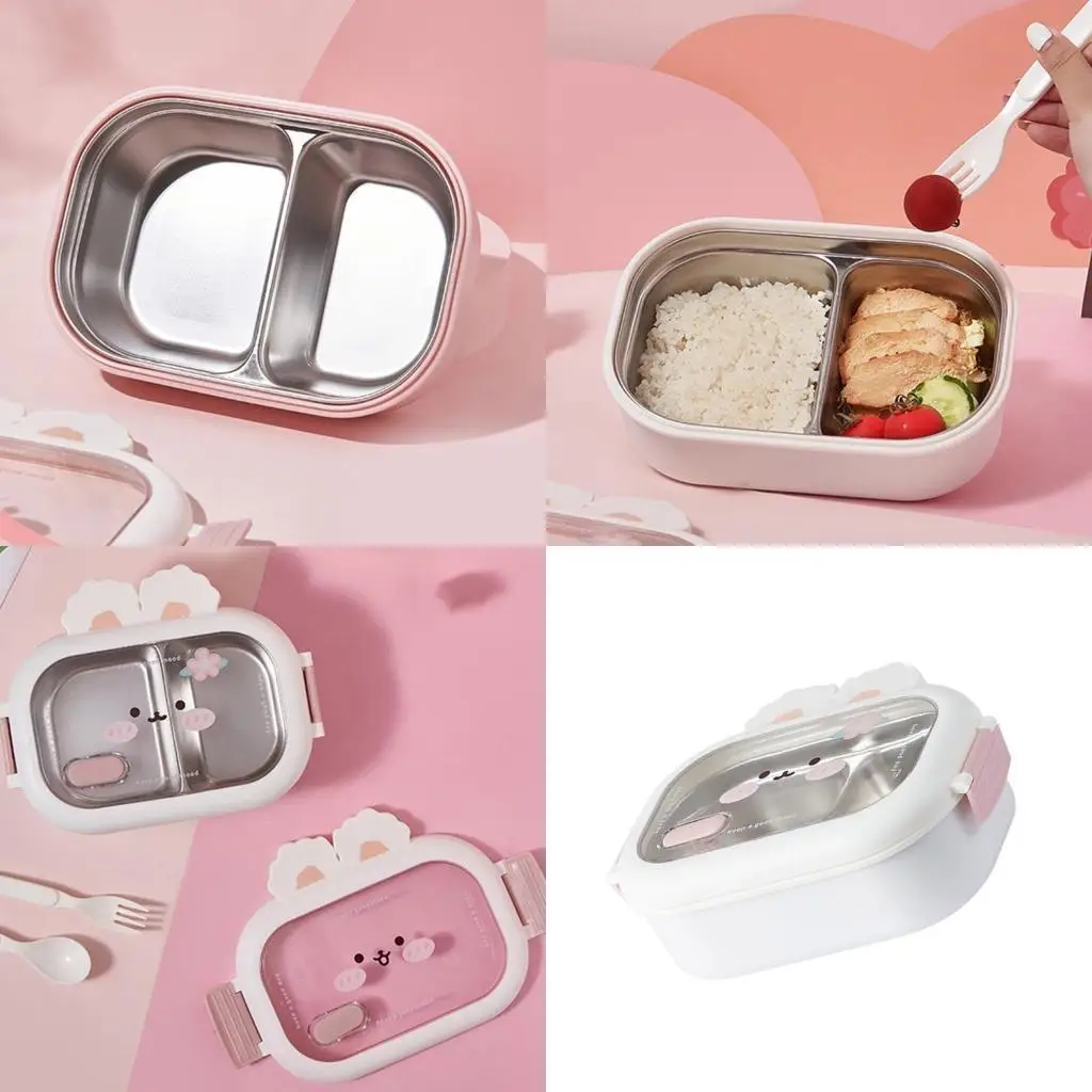 

E8BD User Friendly Stainless Steel Rabbit Lunchbox for Children Unique Holders