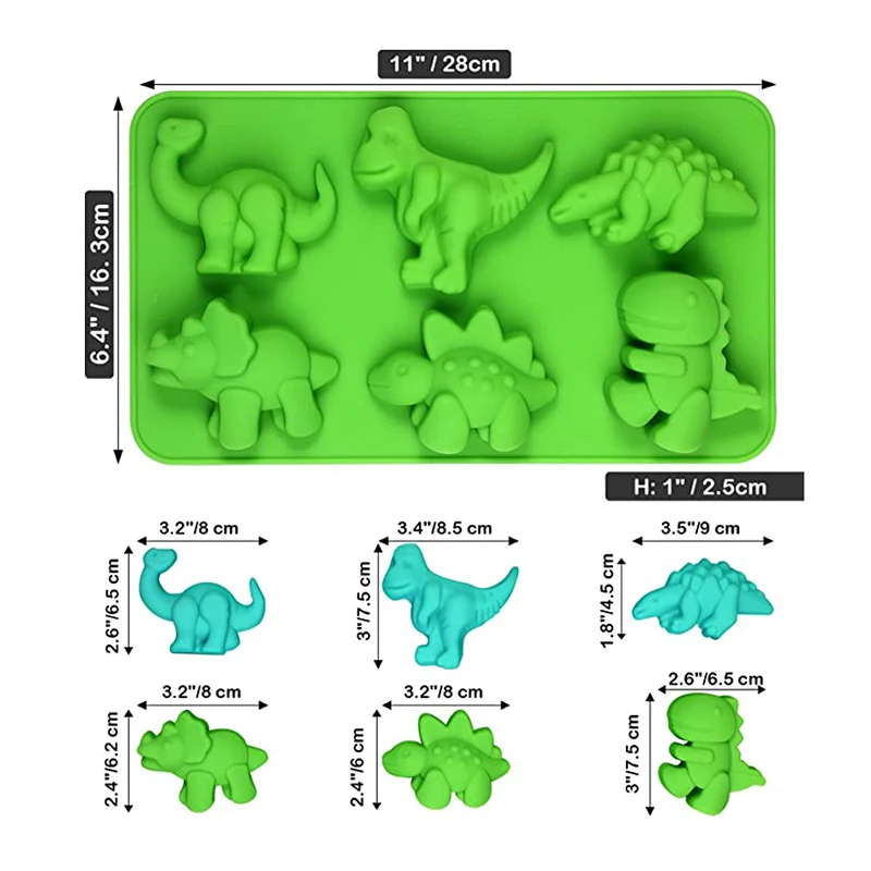 Dinosaur Silicone Cake Mold For Baking Kid Cartoon Dino Chocolate Candy Tray Soap Candle Making Tools Cupcake Topper Decorating