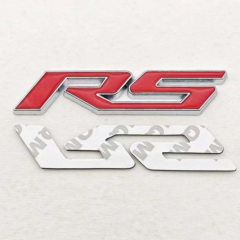 3D Metall RS Logo Aufkleber Front Grill Emblem Hinten Stamm Abzeichen Für Chevrolet Onix Blazer lumina Camaro Cruze Monza Auto Zubehör