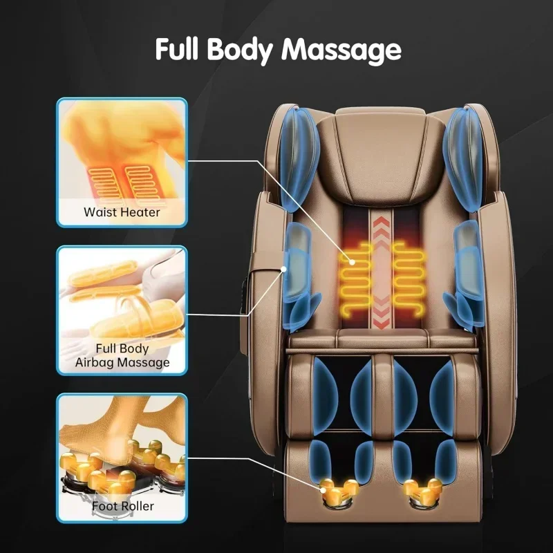 

# Full Body Zero Gravity Massage Chair, Brown And Gold #