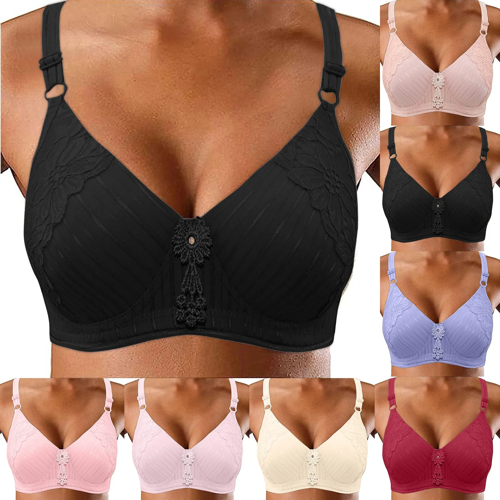 

BC Cup Girls Bras for Big Breasted Women Fat Full Coverage Thin Wire Free Back Closure Underwear Gathered High Quality Bra